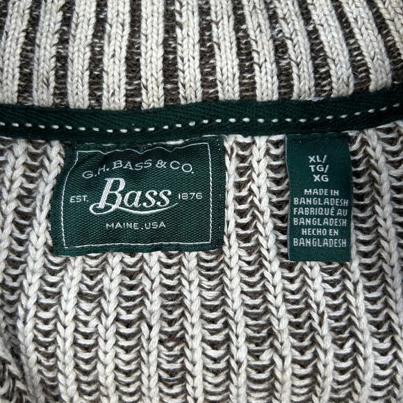 G.H. Bass & Co. Marled Quarter Zip Sweater XL Beige Brown Knit Pullover - Picture 5 of 6